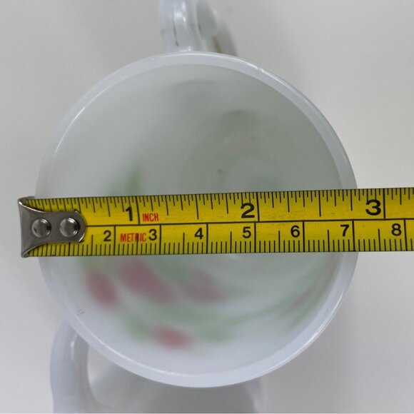 Vintage MCM Milk Glass Pedestal Mugs With Cherry Design Set Of 2 - Picture 12 of 12